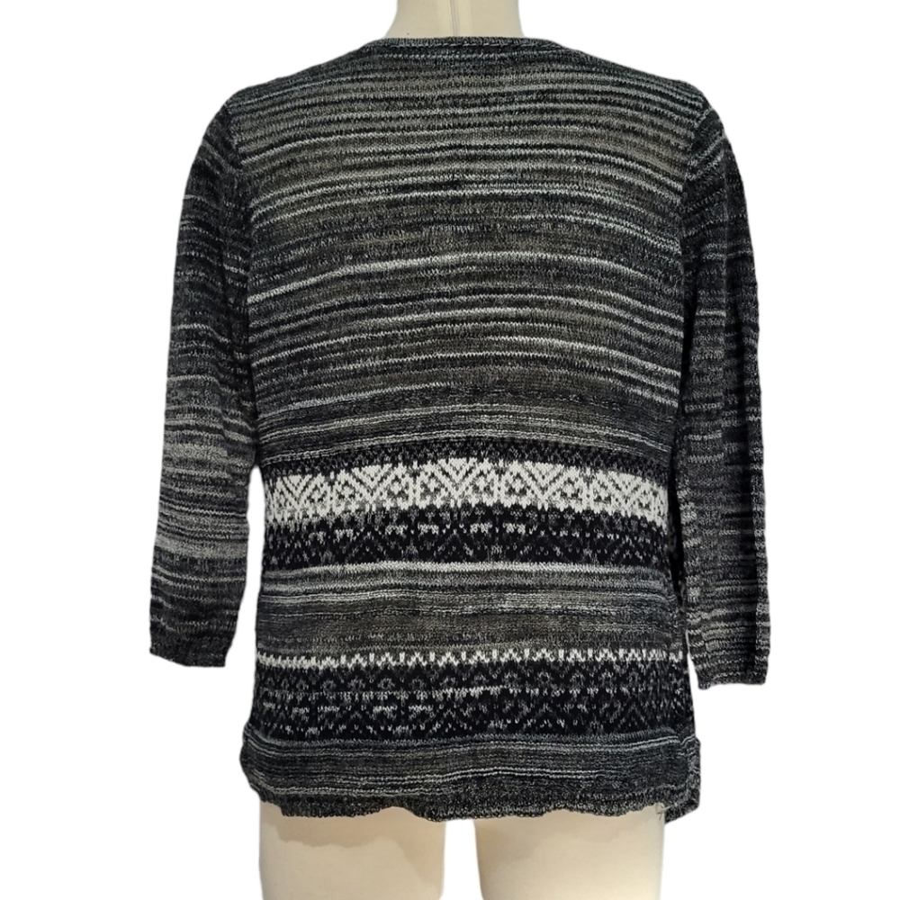 Northern Reflections Striped Open-Front Cardigan, Petite M - Picture 4 of 9